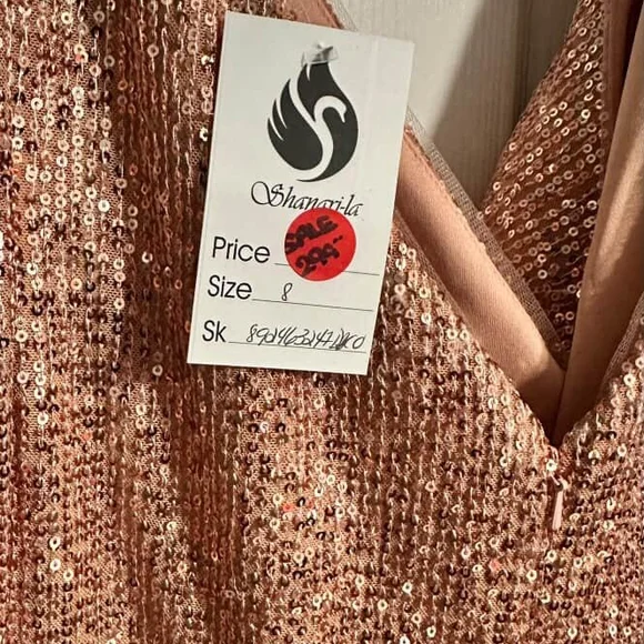 Elegant Sequin Evening Gown - Rose Gold